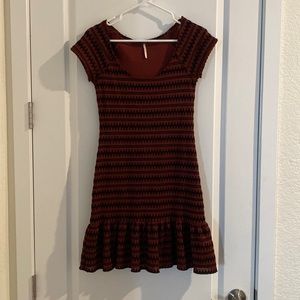 Free people fitted striped burgundy dress